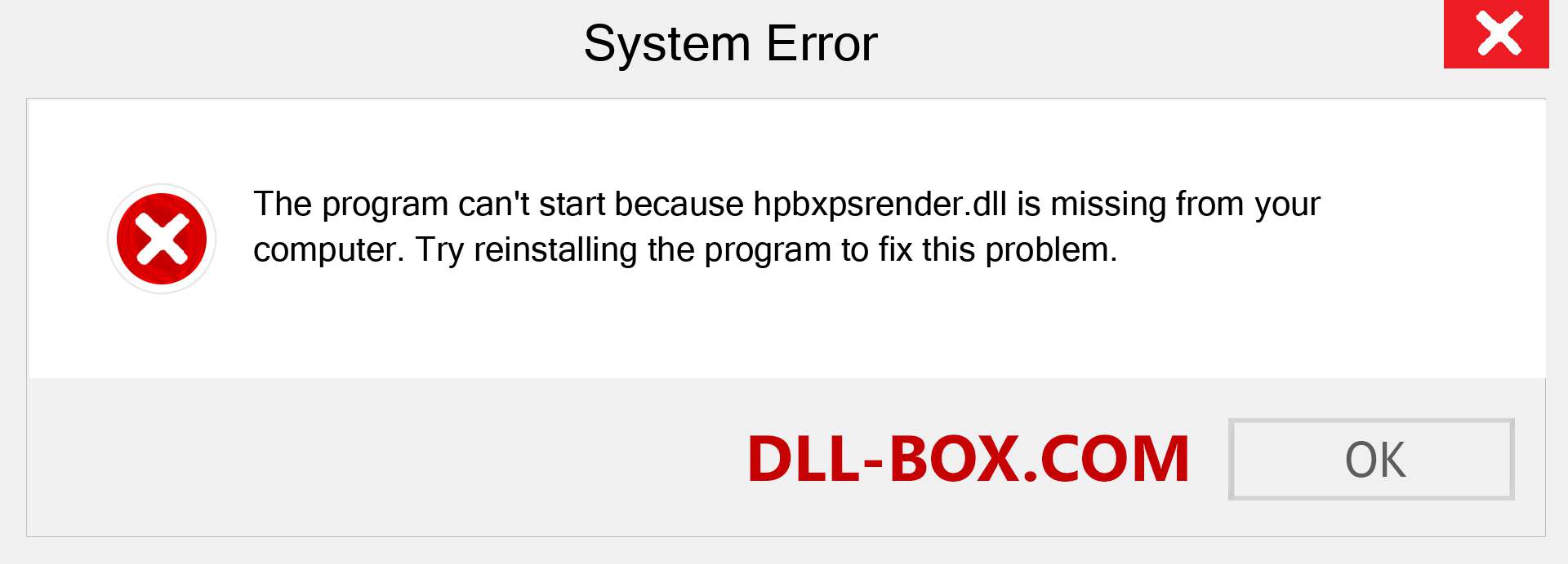  hpbxpsrender.dll file is missing?. Download for Windows 7, 8, 10 - Fix  hpbxpsrender dll Missing Error on Windows, photos, images